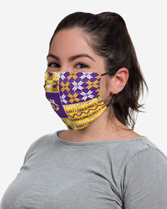 LSU Tigers Busy Block Adjustable Face Cover FOCO - FOCO.com