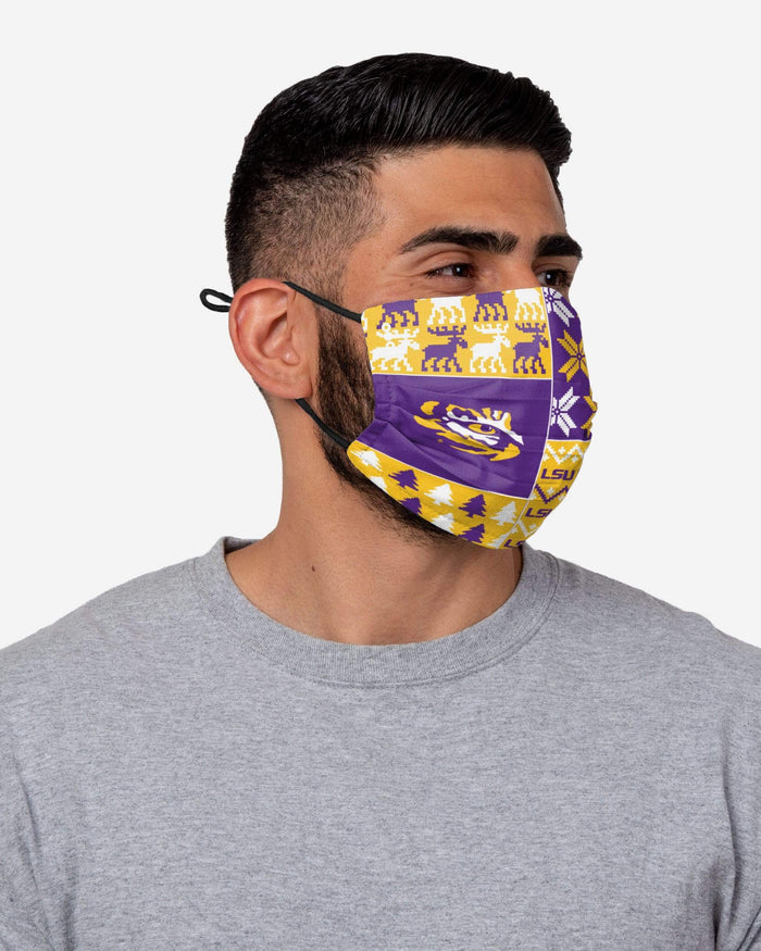 LSU Tigers Busy Block Adjustable Face Cover FOCO - FOCO.com