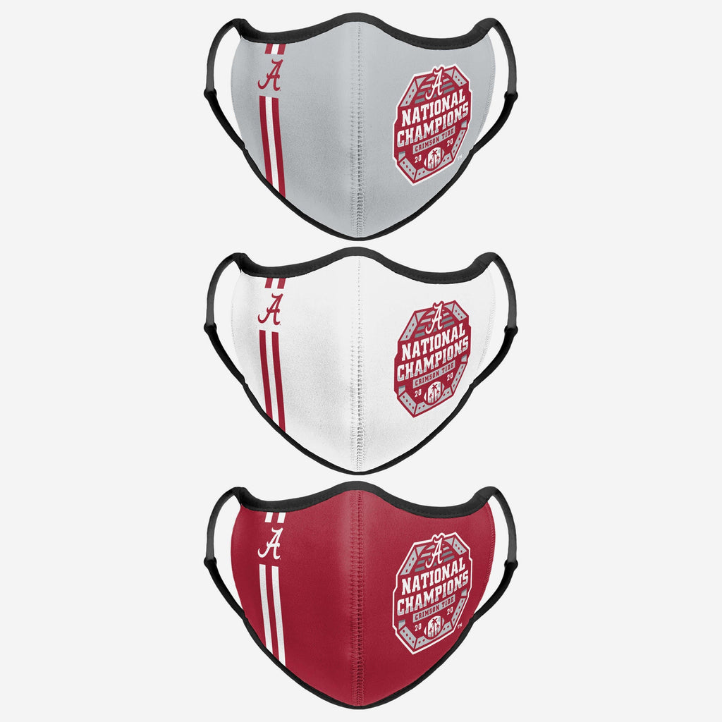 Alabama Crimson Tide 2020 Football National Champions Sport 3 Pack Face Cover FOCO - FOCO.com