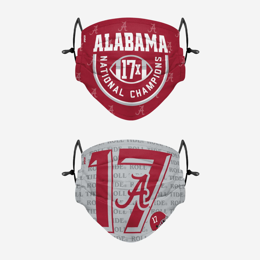 Alabama Crimson Tide Thematic Champions Adjustable 2 Pack Face Cover FOCO - FOCO.com