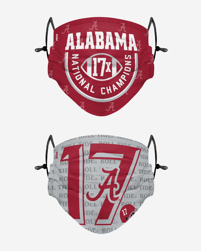 Alabama Crimson Tide Thematic Champions Adjustable 2 Pack Face Cover FOCO - FOCO.com