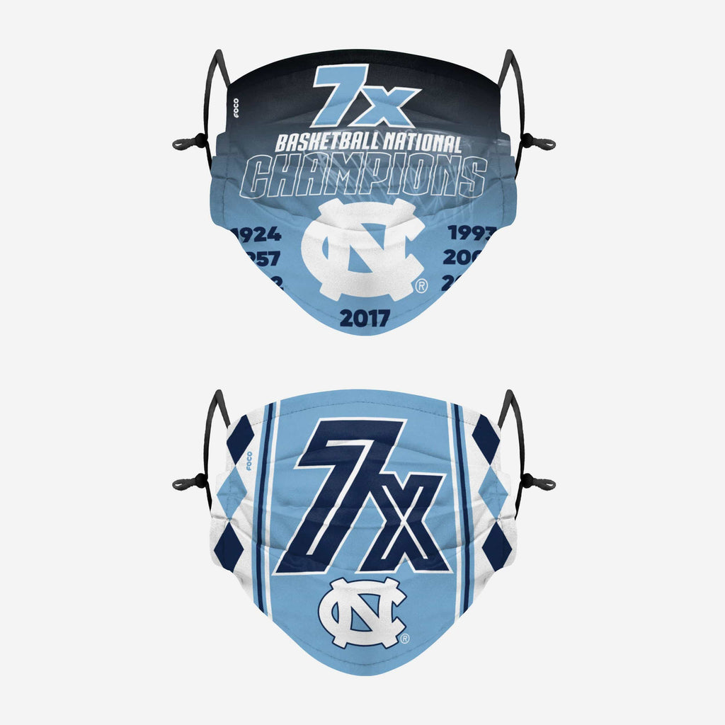 North Carolina Tar Heels Thematic Champions Adjustable 2 Pack Face Cover FOCO - FOCO.com