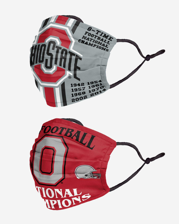 Ohio State Buckeyes Thematic Champions Adjustable 2 Pack Face Cover FOCO - FOCO.com