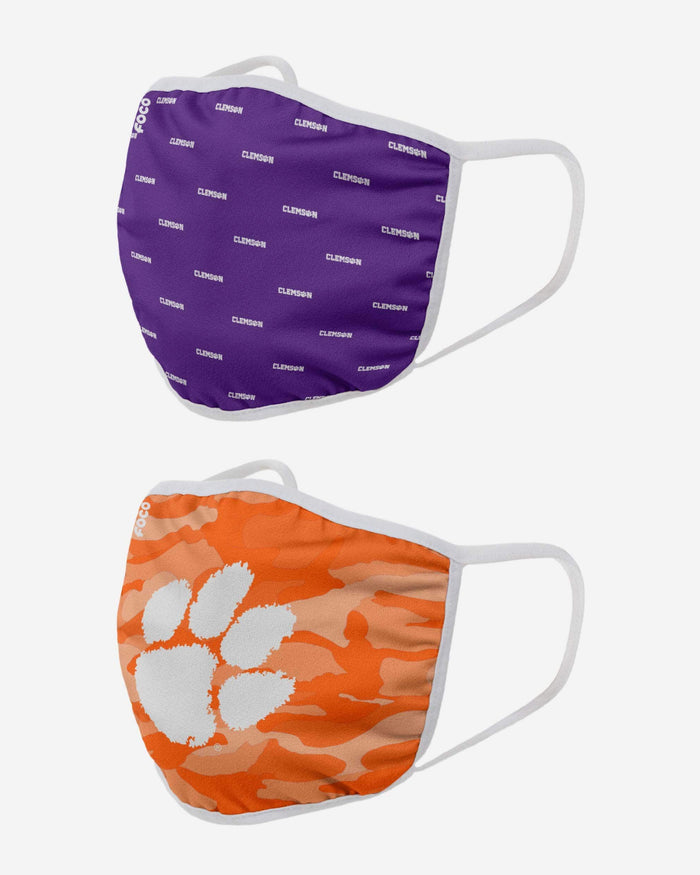 Clemson Tigers Clutch 2 Pack Face Cover FOCO - FOCO.com