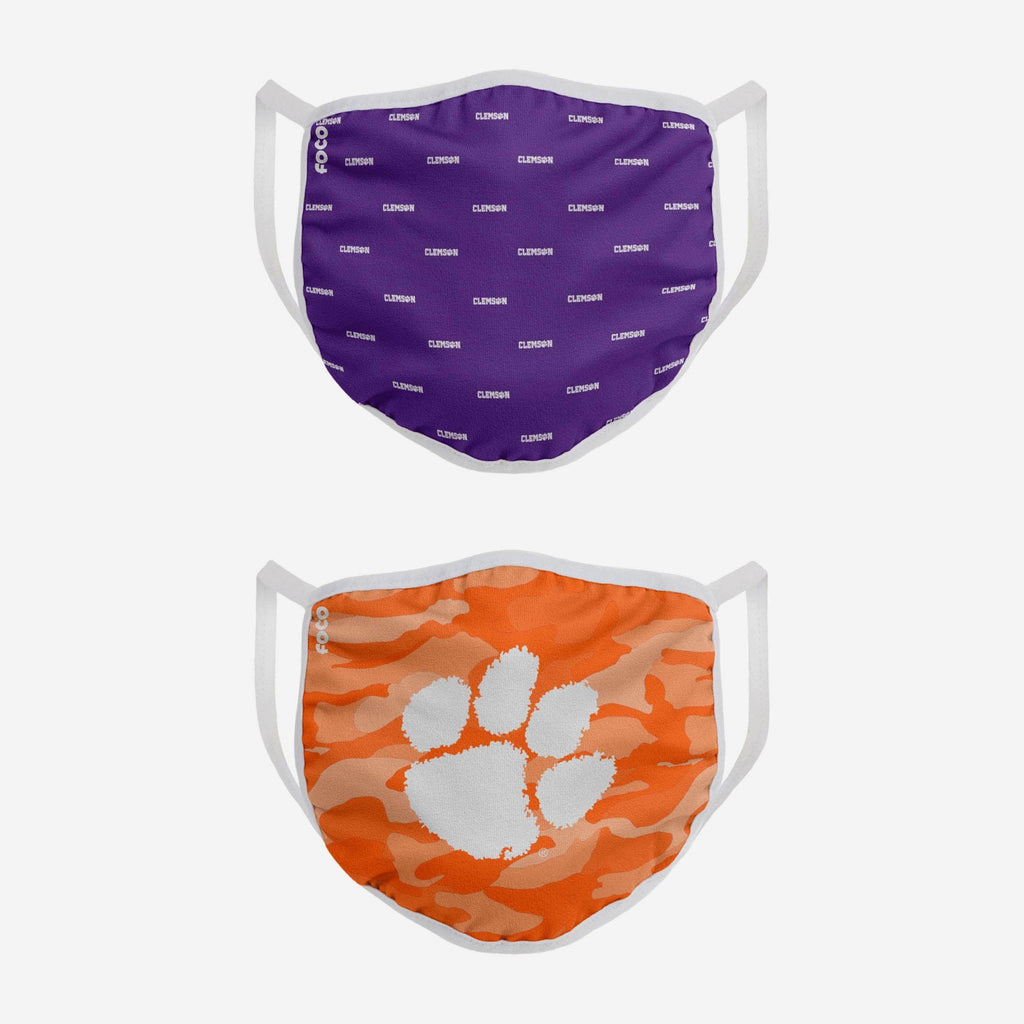 Clemson Tigers Clutch 2 Pack Face Cover FOCO - FOCO.com