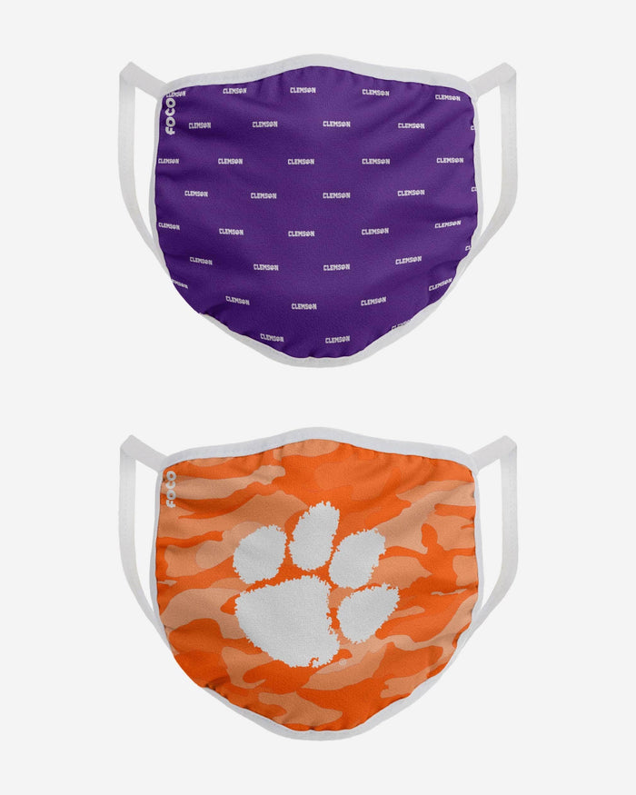 Clemson Tigers Clutch 2 Pack Face Cover FOCO - FOCO.com