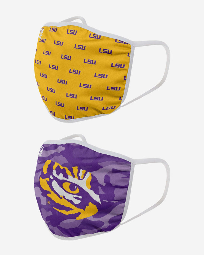 LSU Tigers Clutch 2 Pack Face Cover FOCO - FOCO.com