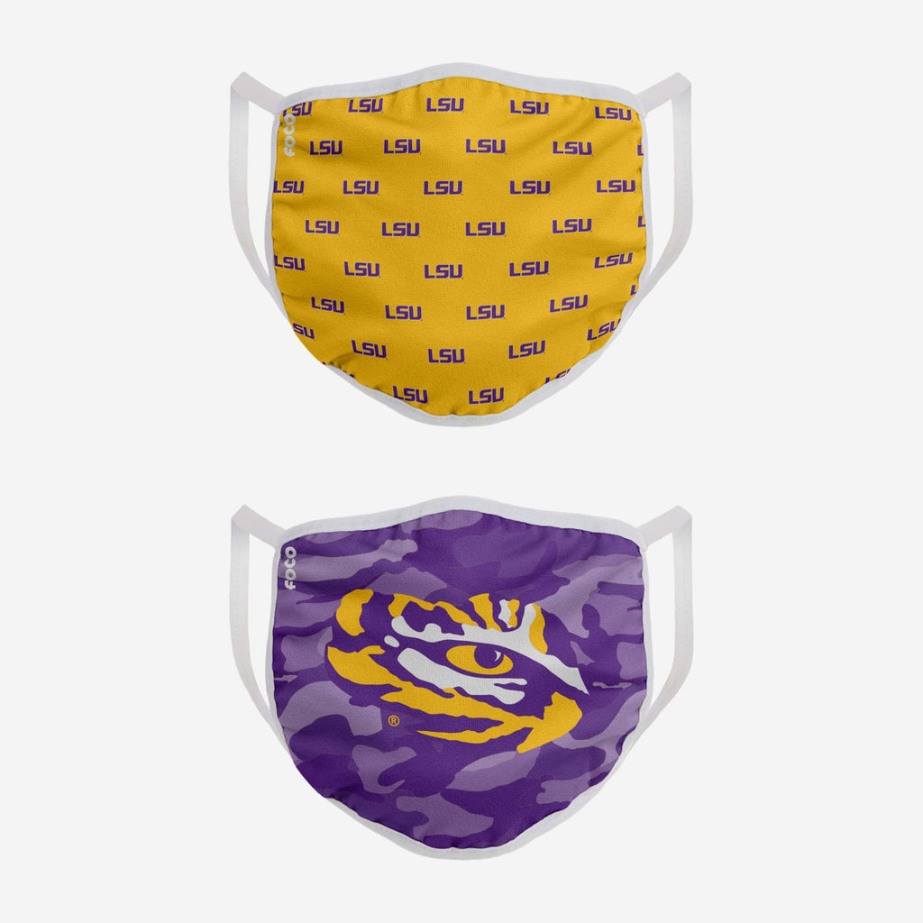 LSU Tigers Clutch 2 Pack Face Cover FOCO - FOCO.com