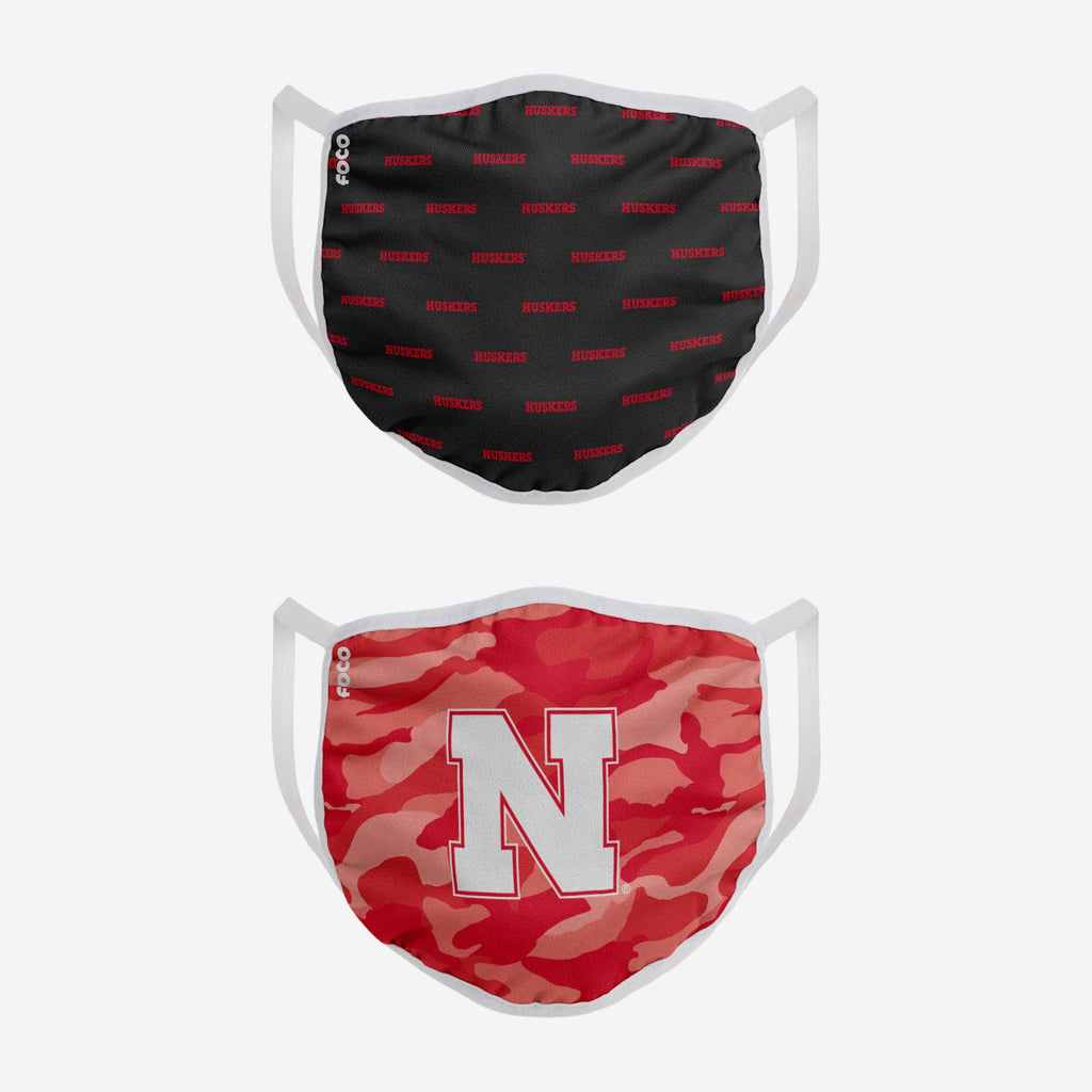 Nebraska Cornhuskers Clutch 2 Pack Face Cover FOCO - FOCO.com