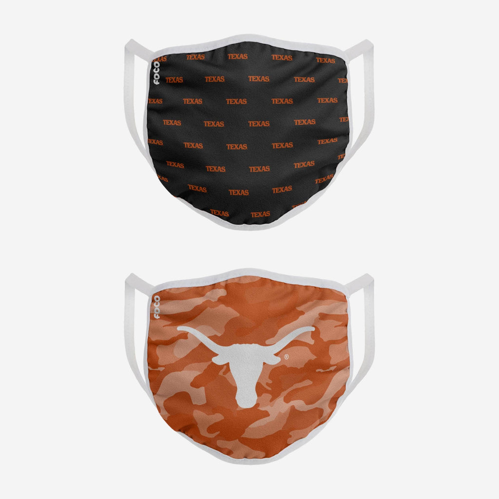 Texas Longhorns Clutch 2 Pack Face Cover FOCO - FOCO.com