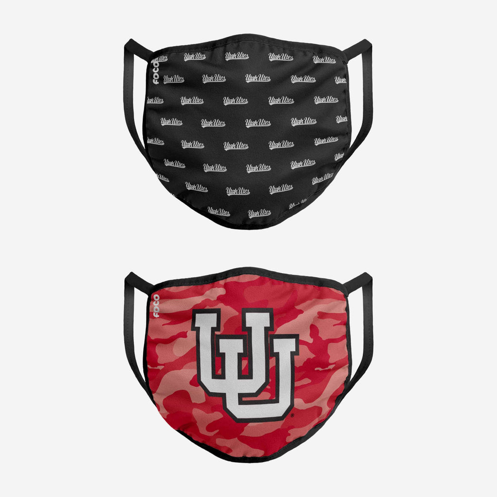 Utah Utes Clutch 2 Pack Face Cover FOCO - FOCO.com