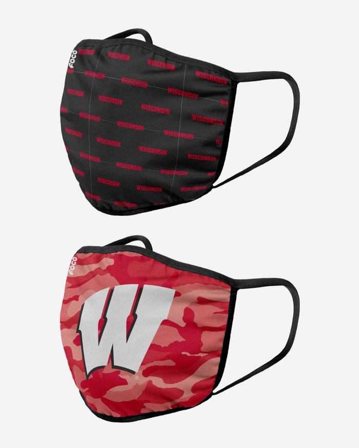 Wisconsin Badgers Clutch 2 Pack Face Cover FOCO - FOCO.com