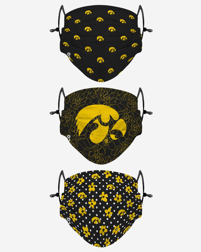 Iowa Hawkeyes Gameday Gardener 3 Pack Face Cover FOCO - FOCO.com