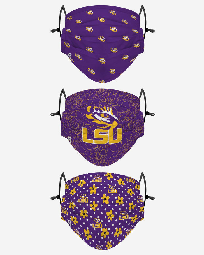 LSU Tigers Gameday Gardener 3 Pack Face Cover FOCO - FOCO.com