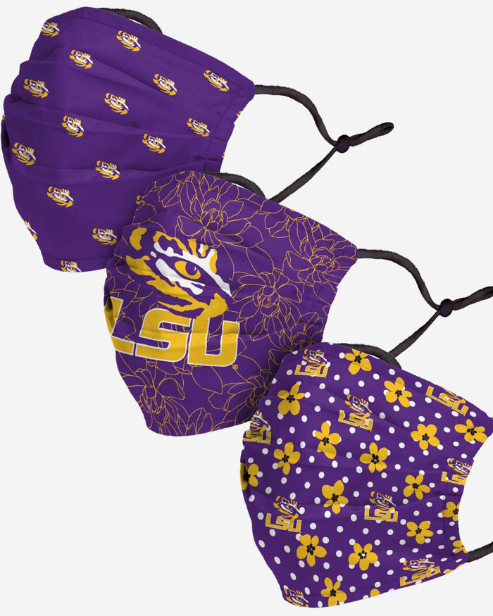 LSU Tigers Gameday Gardener 3 Pack Face Cover FOCO - FOCO.com