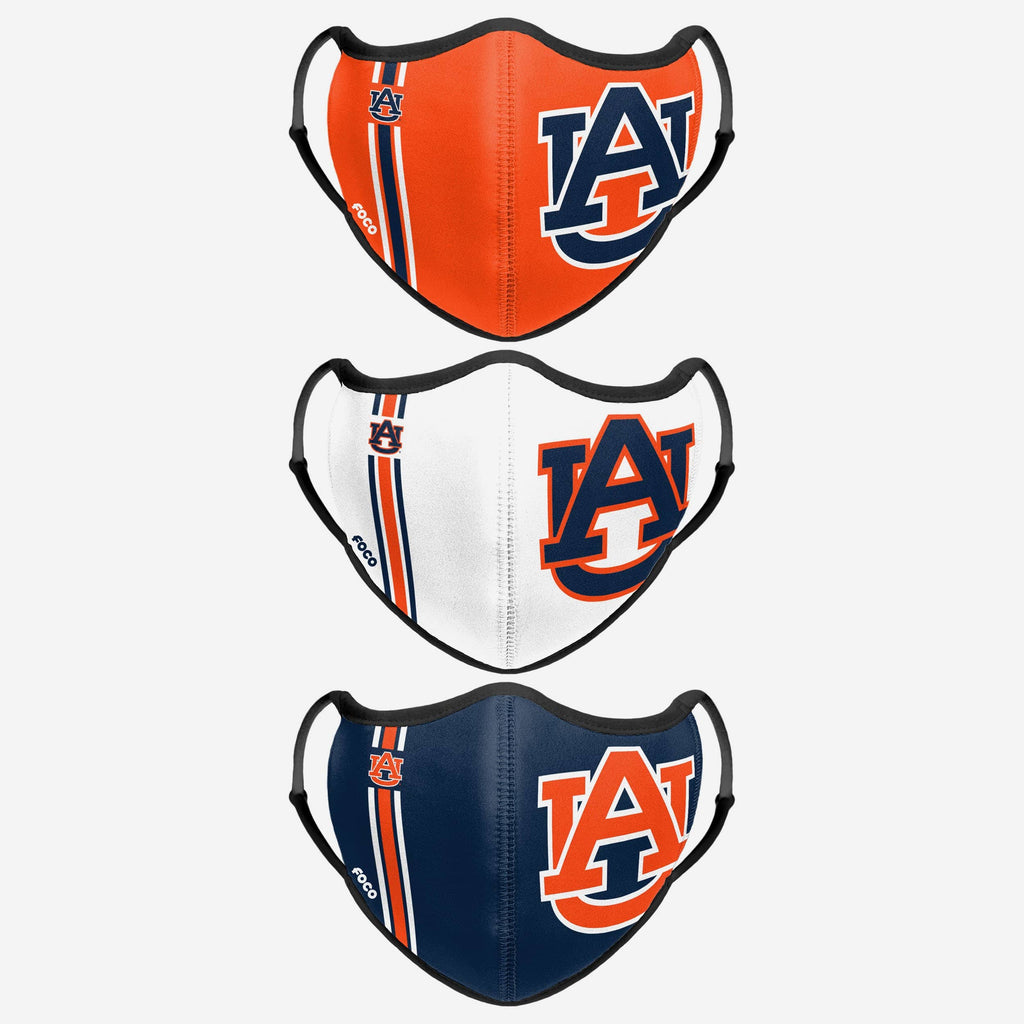 Auburn Tigers Sport 3 Pack Face Cover FOCO - FOCO.com