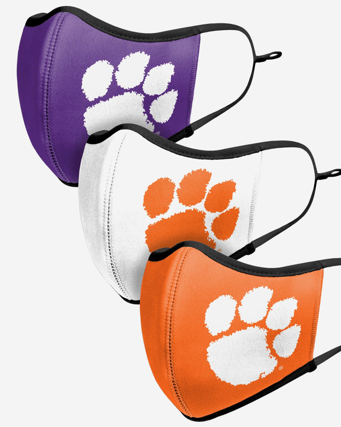 Clemson Tigers Sport 3 Pack Face Cover FOCO - FOCO.com