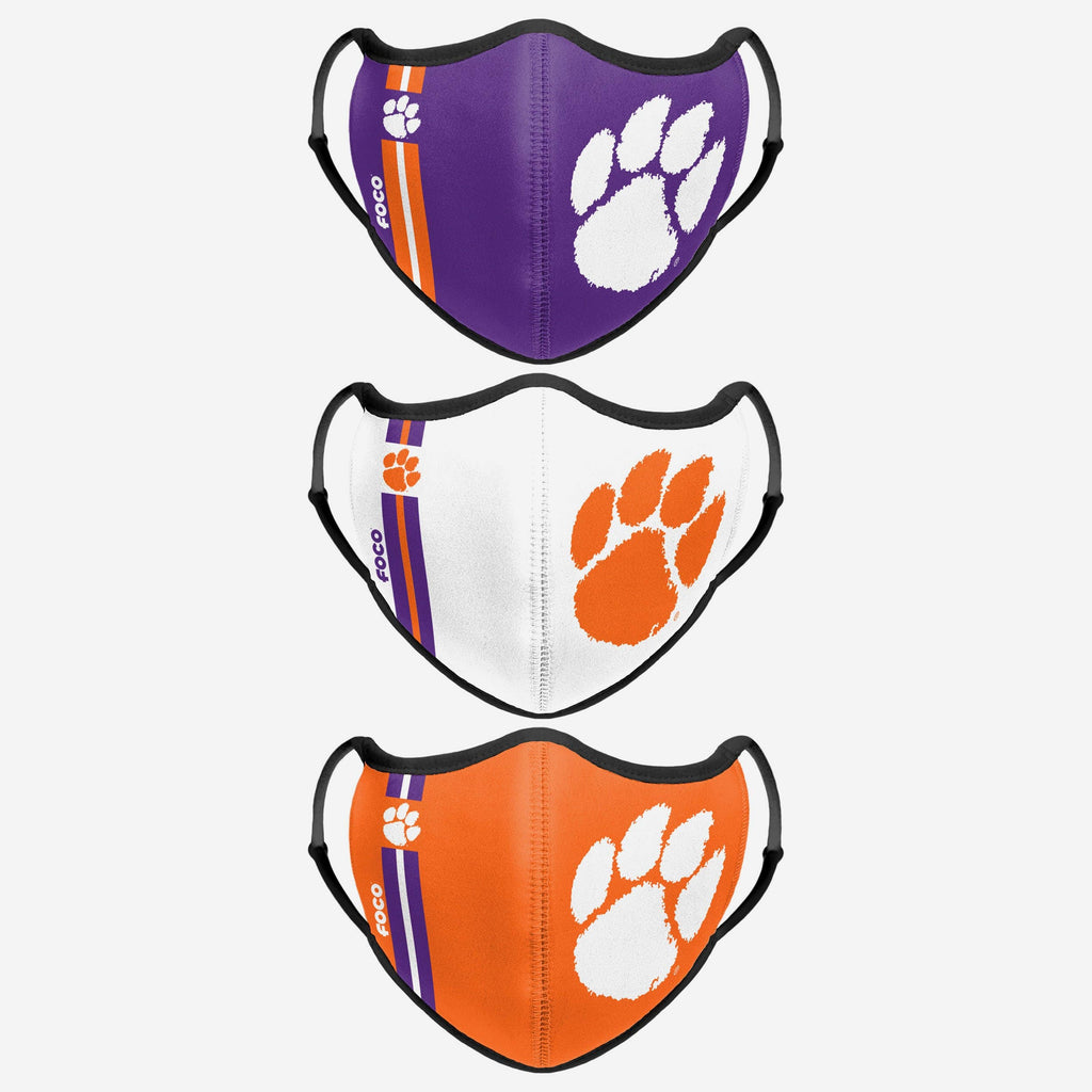 Clemson Tigers Sport 3 Pack Face Cover FOCO - FOCO.com