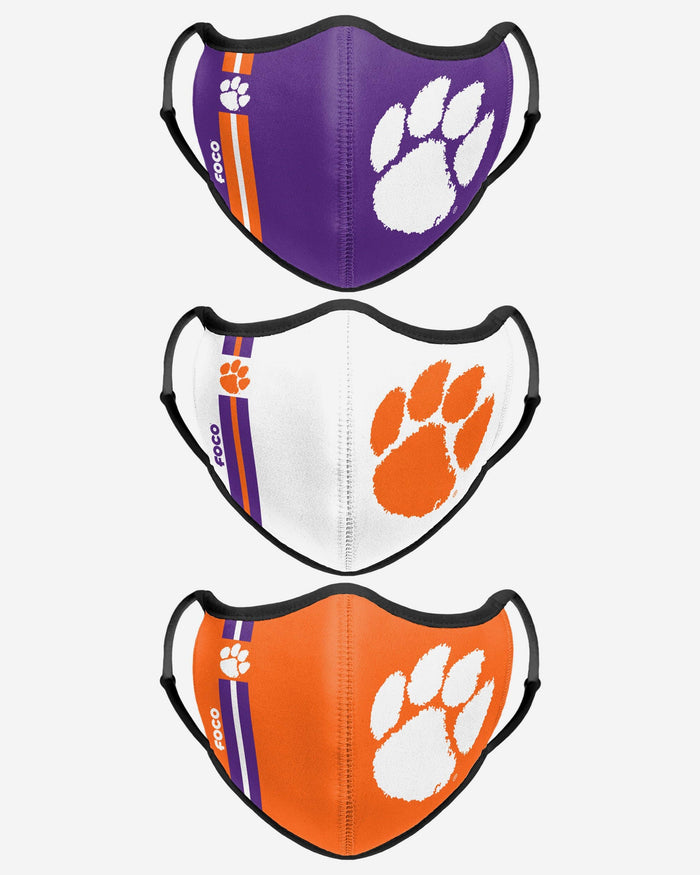 Clemson Tigers Sport 3 Pack Face Cover FOCO - FOCO.com