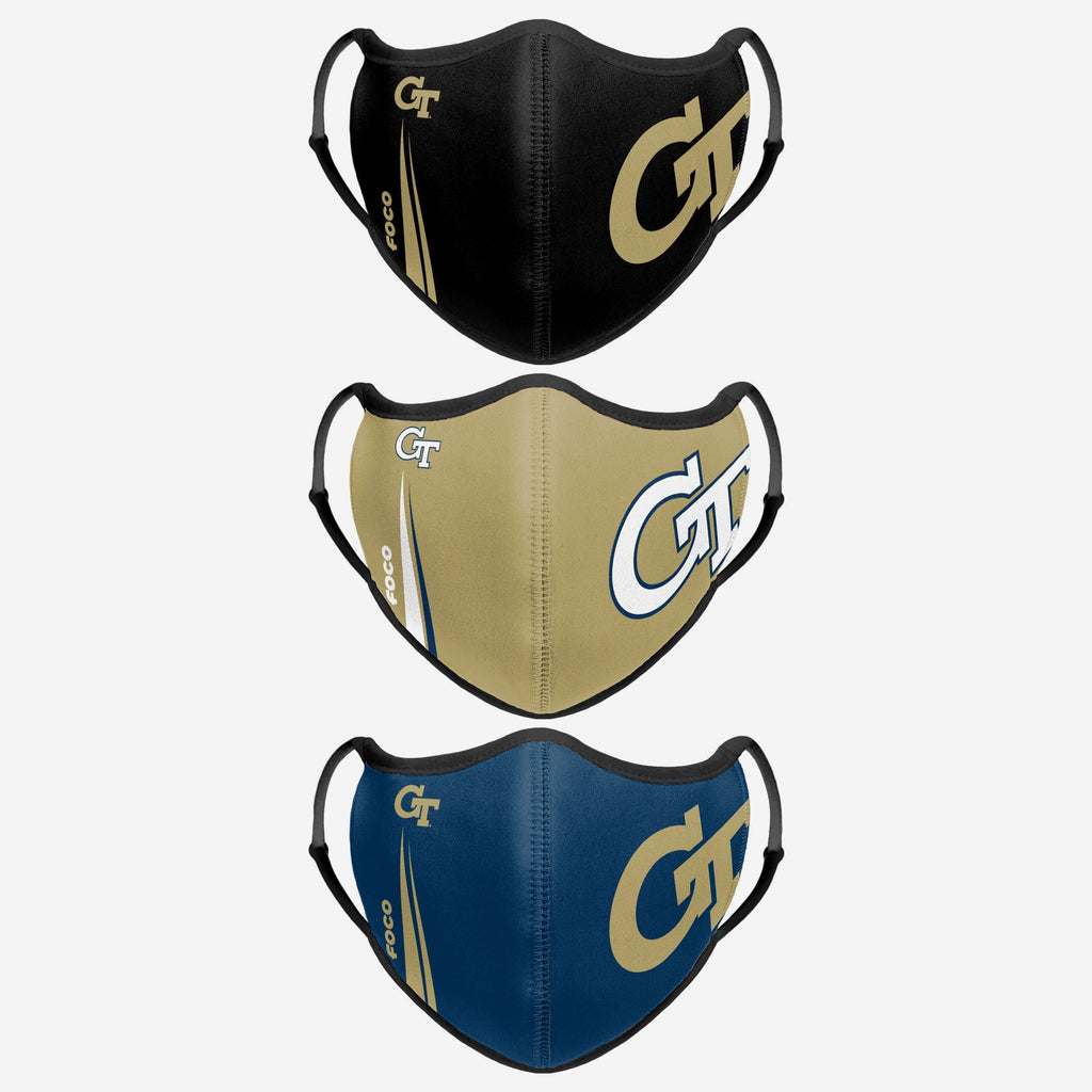 Georgia Tech Yellow Jackets Sport 3 Pack Face Cover FOCO - FOCO.com