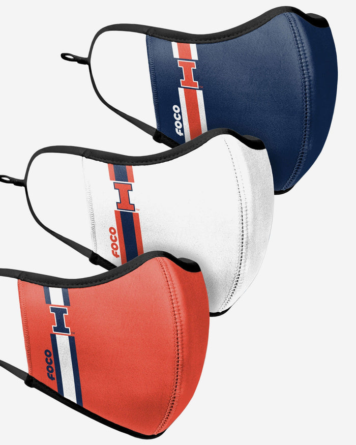 Illinois Fighting Illini Sport 3 Pack Face Cover FOCO - FOCO.com