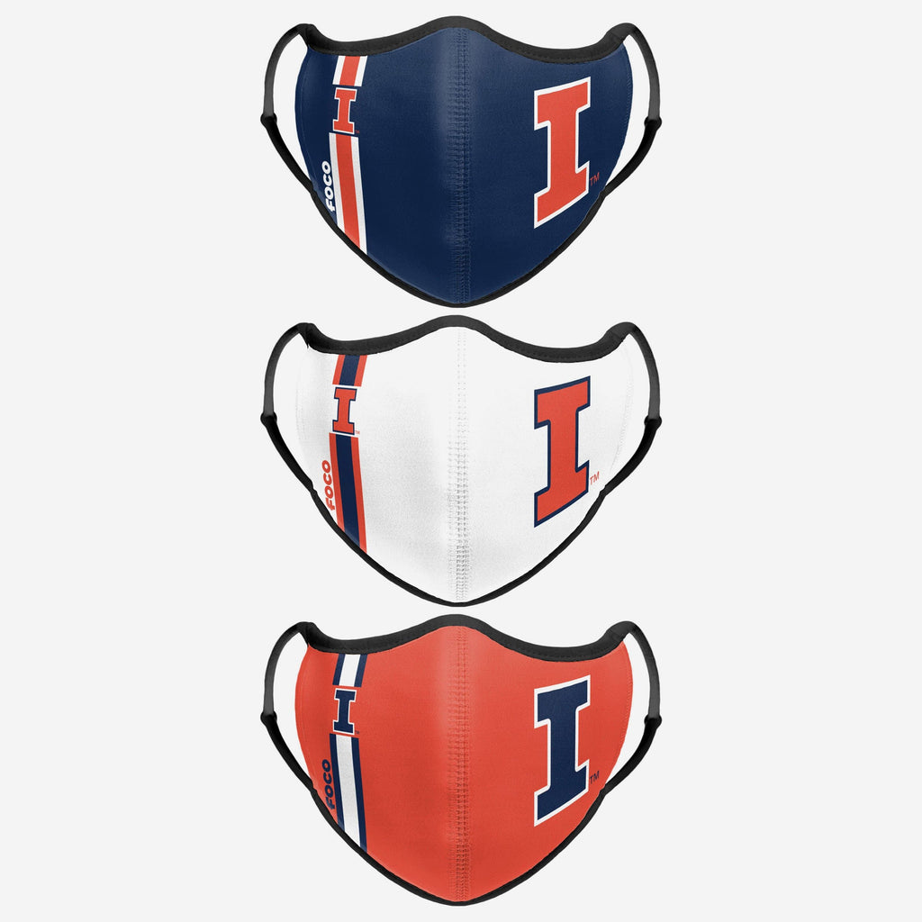 Illinois Fighting Illini Sport 3 Pack Face Cover FOCO - FOCO.com