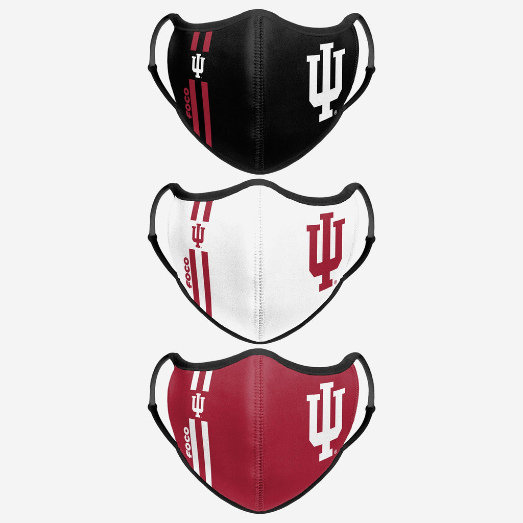 Indiana Hoosiers Sport 3 Pack Face Cover FOCO - FOCO.com