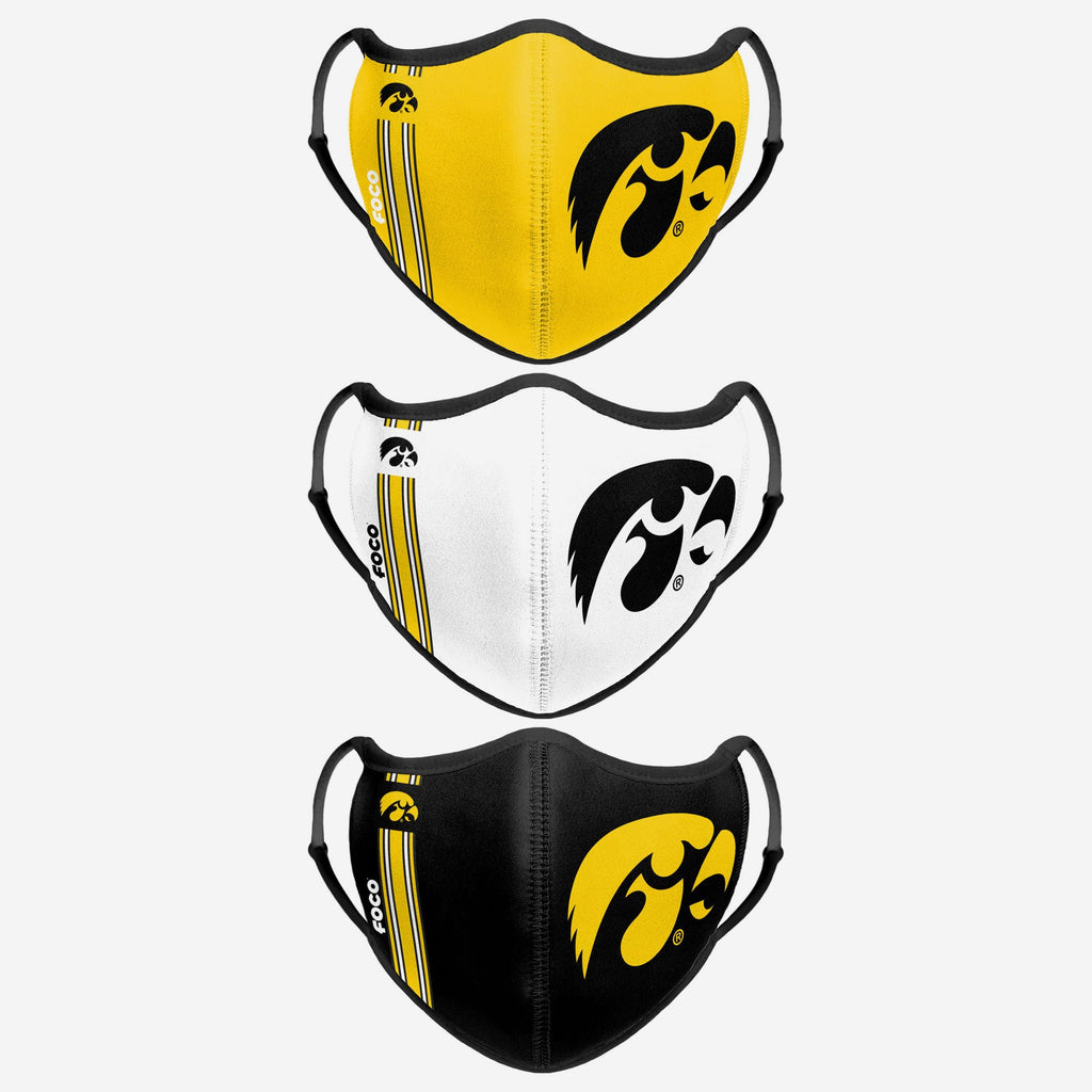 Iowa Hawkeyes Sport 3 Pack Face Cover FOCO - FOCO.com