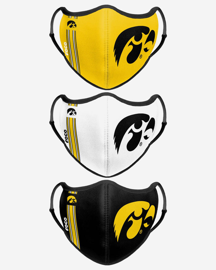 Iowa Hawkeyes Sport 3 Pack Face Cover FOCO - FOCO.com