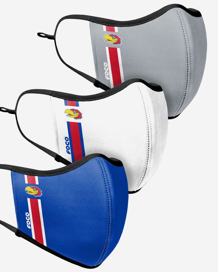 Kansas Jayhawks Sport 3 Pack Face Cover FOCO - FOCO.com