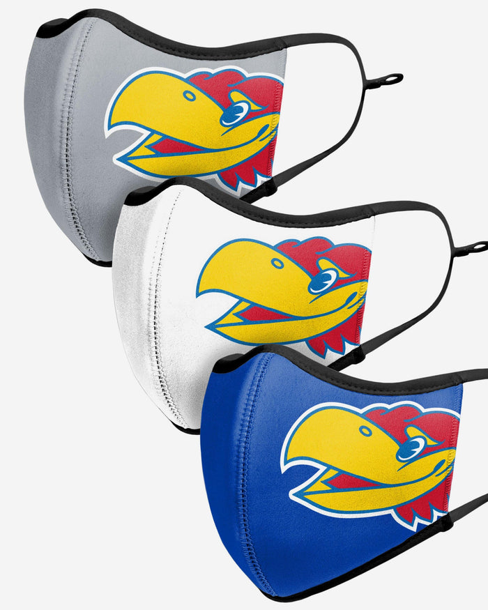 Kansas Jayhawks Sport 3 Pack Face Cover FOCO - FOCO.com