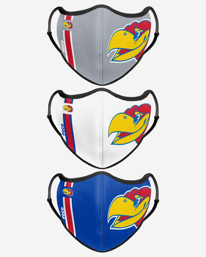 Kansas Jayhawks Sport 3 Pack Face Cover FOCO - FOCO.com