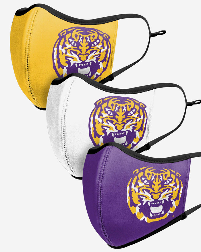 LSU Tigers Sport 3 Pack Face Cover FOCO - FOCO.com