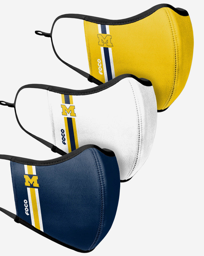 Michigan Wolverines Sport 3 Pack Face Cover FOCO - FOCO.com