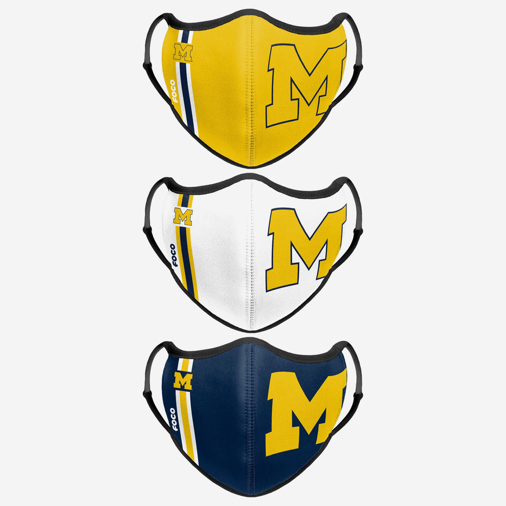 Michigan Wolverines Sport 3 Pack Face Cover FOCO - FOCO.com