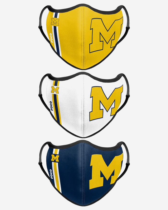 Michigan Wolverines Sport 3 Pack Face Cover FOCO - FOCO.com