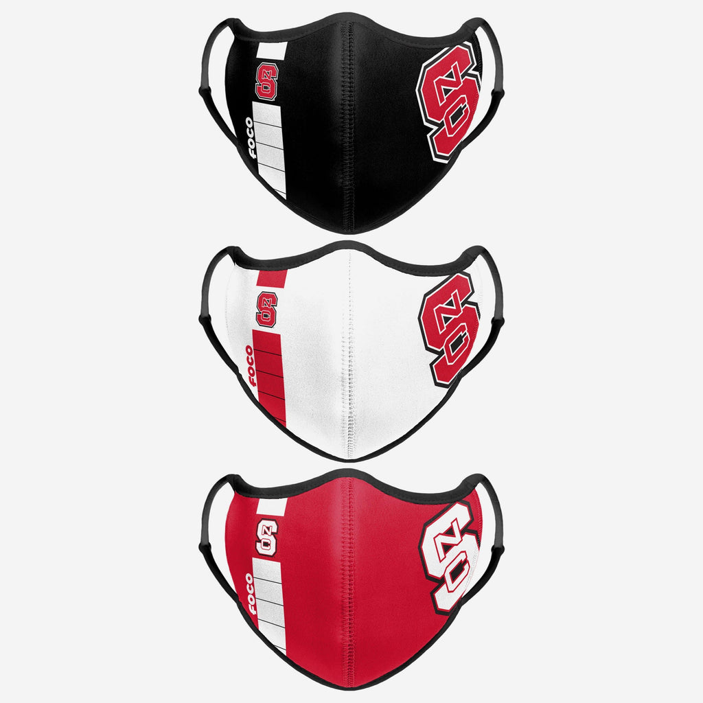 NC State Wolfpack Sport 3 Pack Face Cover FOCO - FOCO.com