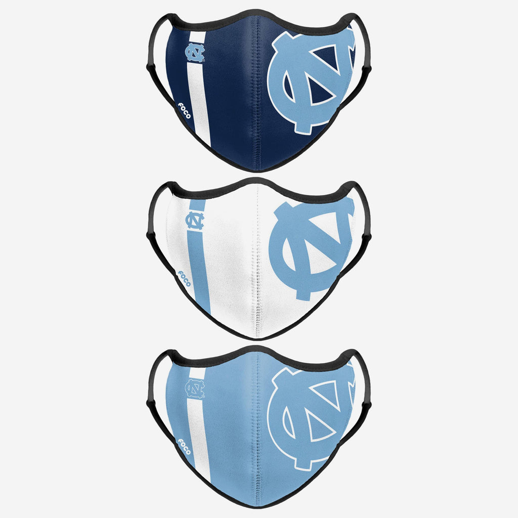 North Carolina Tar Heels Sport 3 Pack Face Cover FOCO - FOCO.com