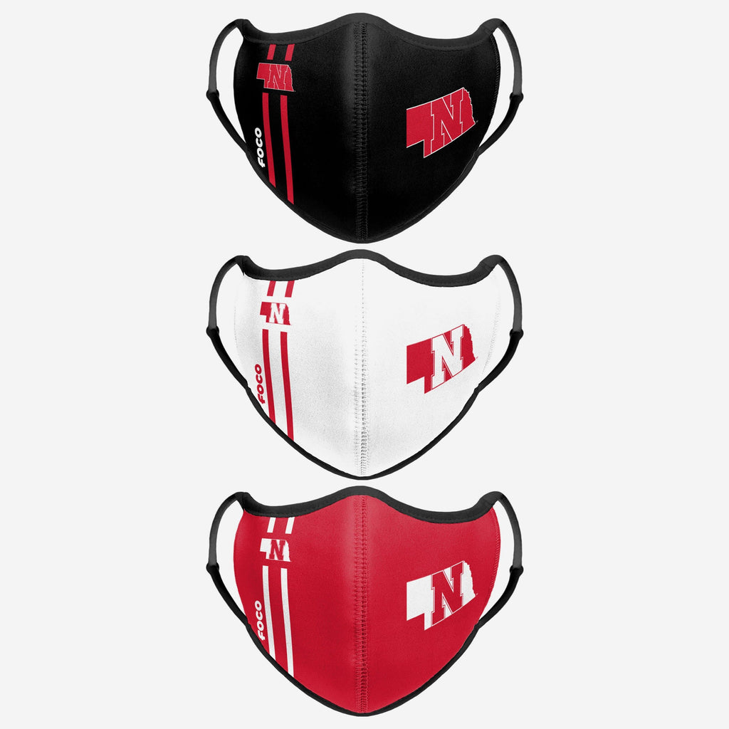 Nebraska Cornhuskers Sport 3 Pack Face Cover FOCO - FOCO.com