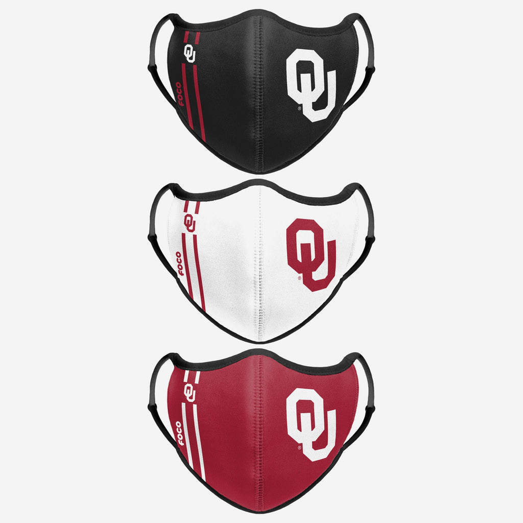 Oklahoma Sooners Sport 3 Pack Face Cover FOCO - FOCO.com