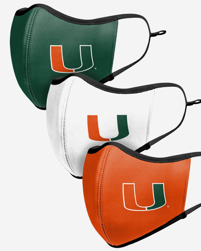 Miami Hurricanes Sport 3 Pack Face Cover FOCO - FOCO.com