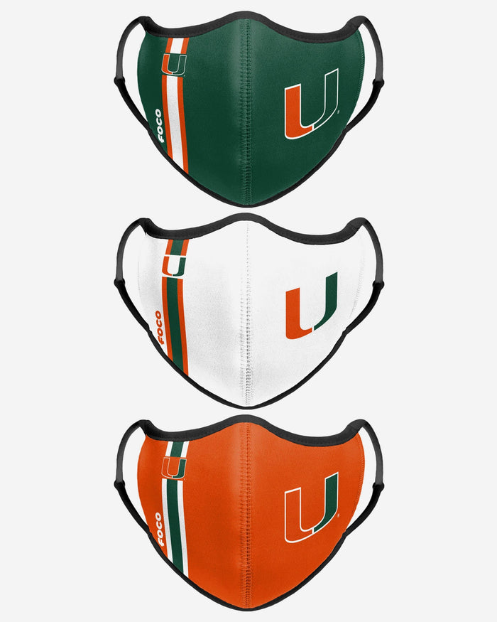 Miami Hurricanes Sport 3 Pack Face Cover FOCO - FOCO.com