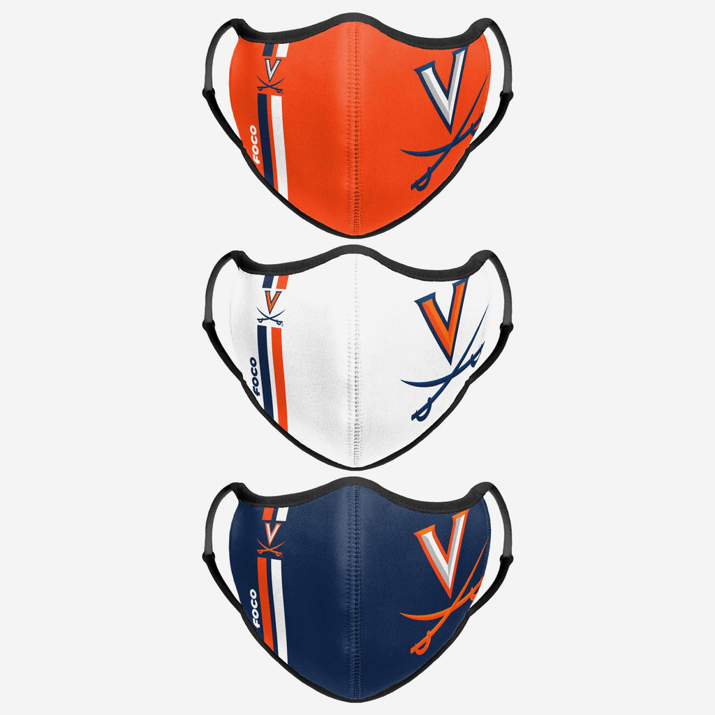 Virginia Cavaliers Sport 3 Pack Face Cover FOCO - FOCO.com