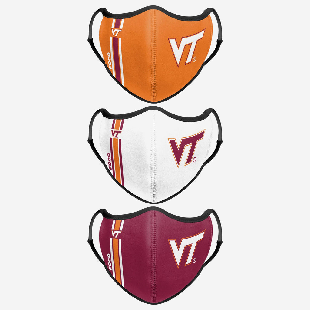 Virginia Tech Hokies Sport 3 Pack Face Cover FOCO - FOCO.com