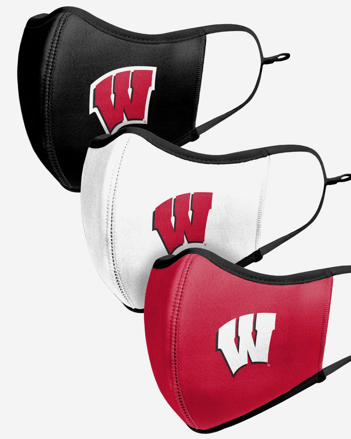 Wisconsin Badgers Sport 3 Pack Face Cover FOCO - FOCO.com