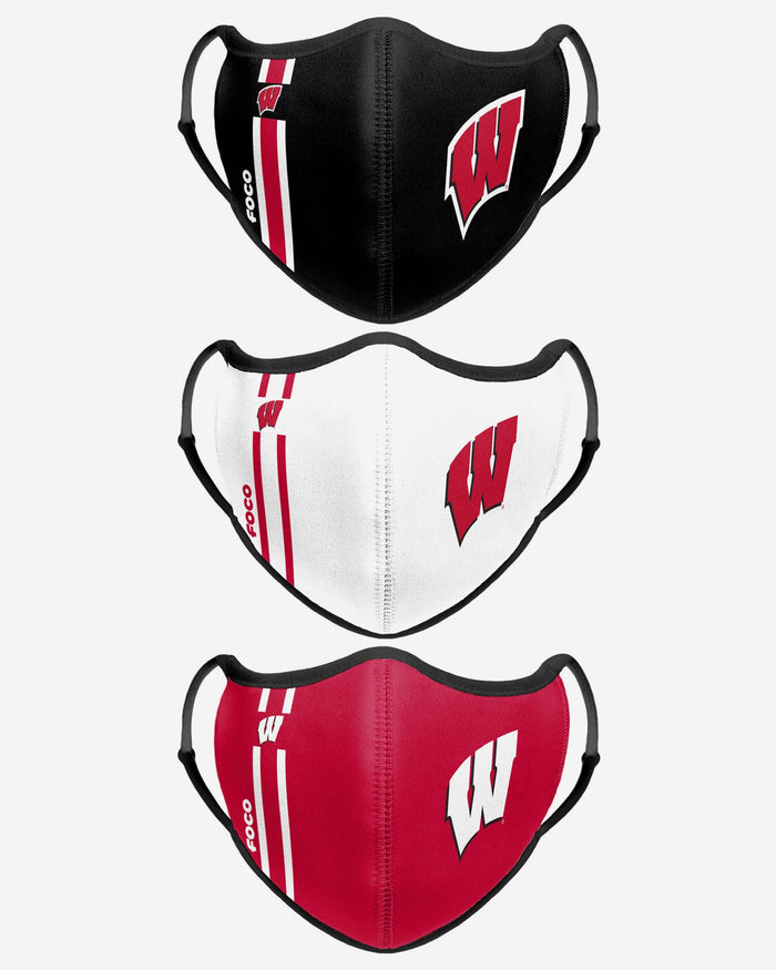 Wisconsin Badgers Sport 3 Pack Face Cover FOCO - FOCO.com