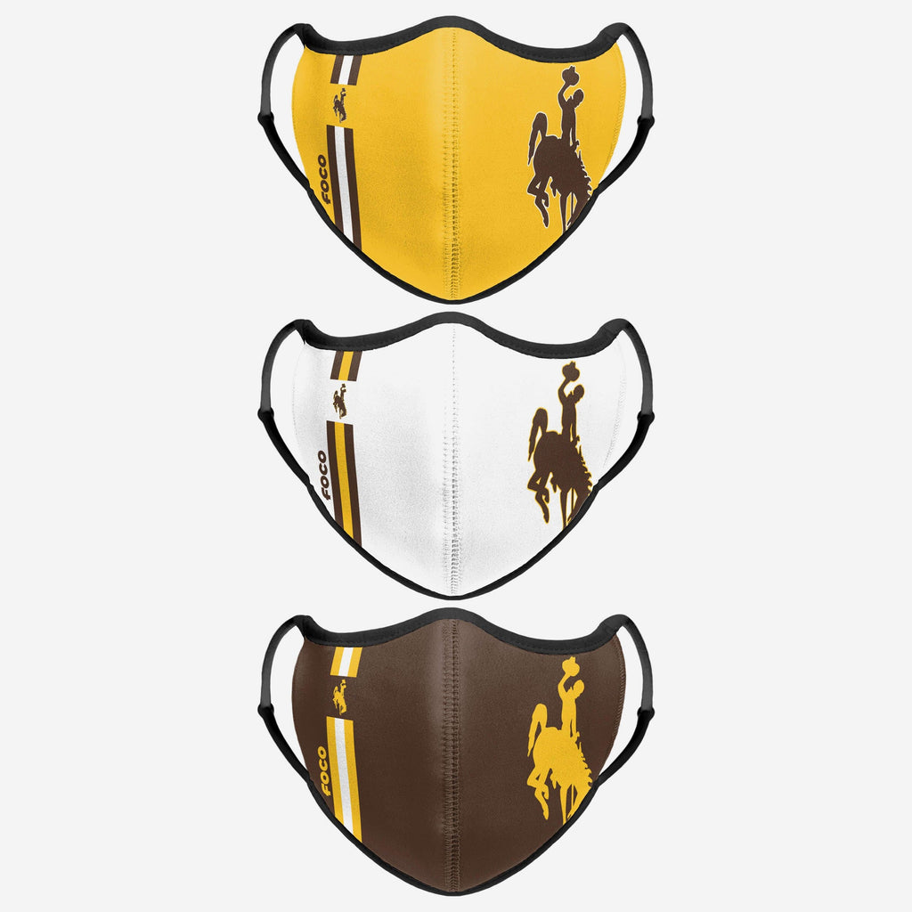 Wyoming Cowboys Sport 3 Pack Face Cover FOCO - FOCO.com