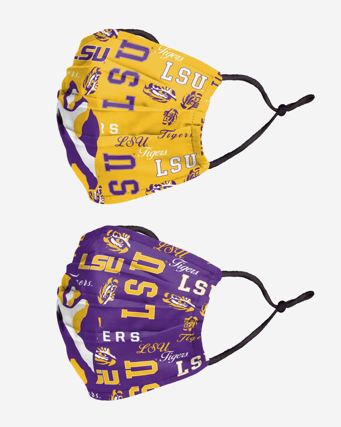 LSU Tigers Logo Rush Adjustable 2 Pack Face Cover FOCO - FOCO.com