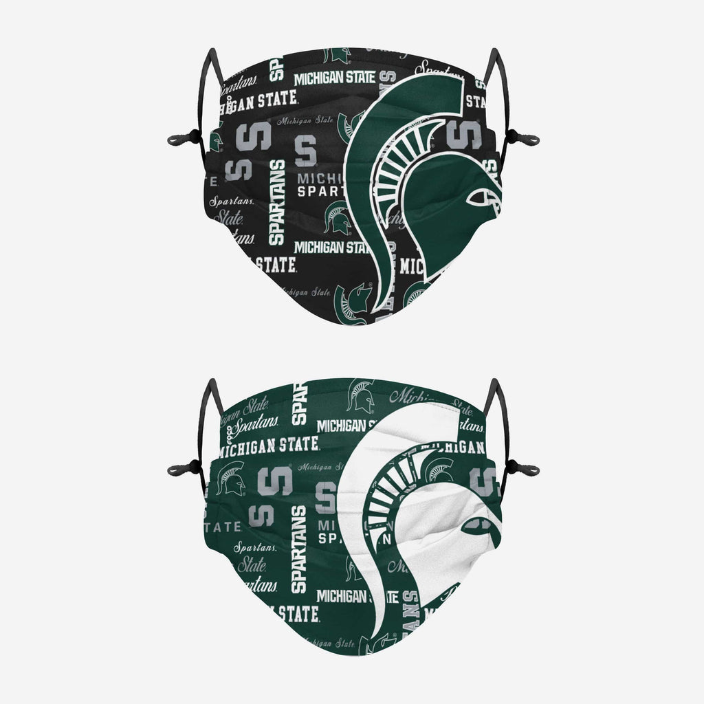 Michigan State Spartans Logo Rush Adjustable 2 Pack Face Cover FOCO - FOCO.com