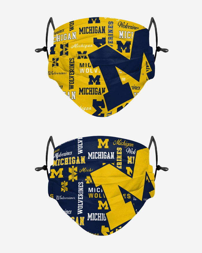 Michigan Wolverines Logo Rush Adjustable 2 Pack Face Cover FOCO - FOCO.com